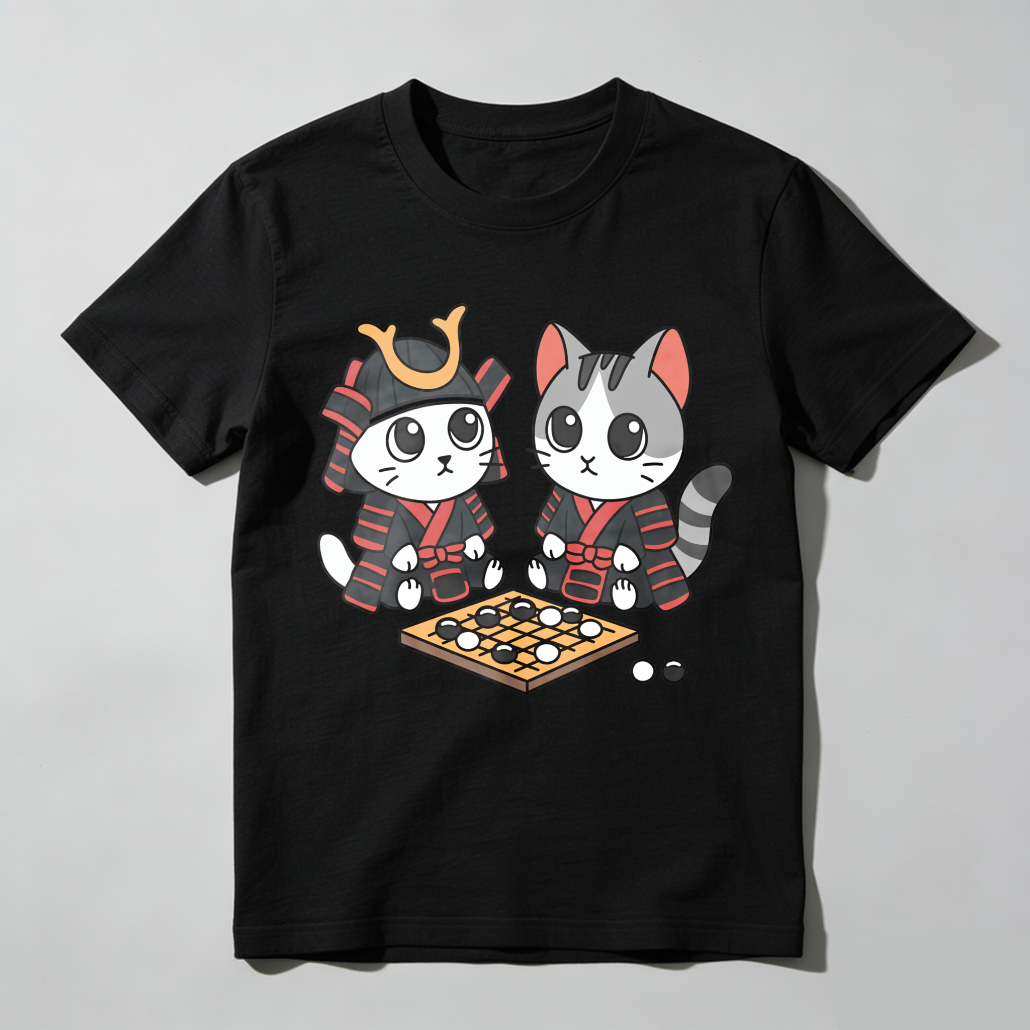 Cute Cats Playing Go Game Together tshirt 100% cotton