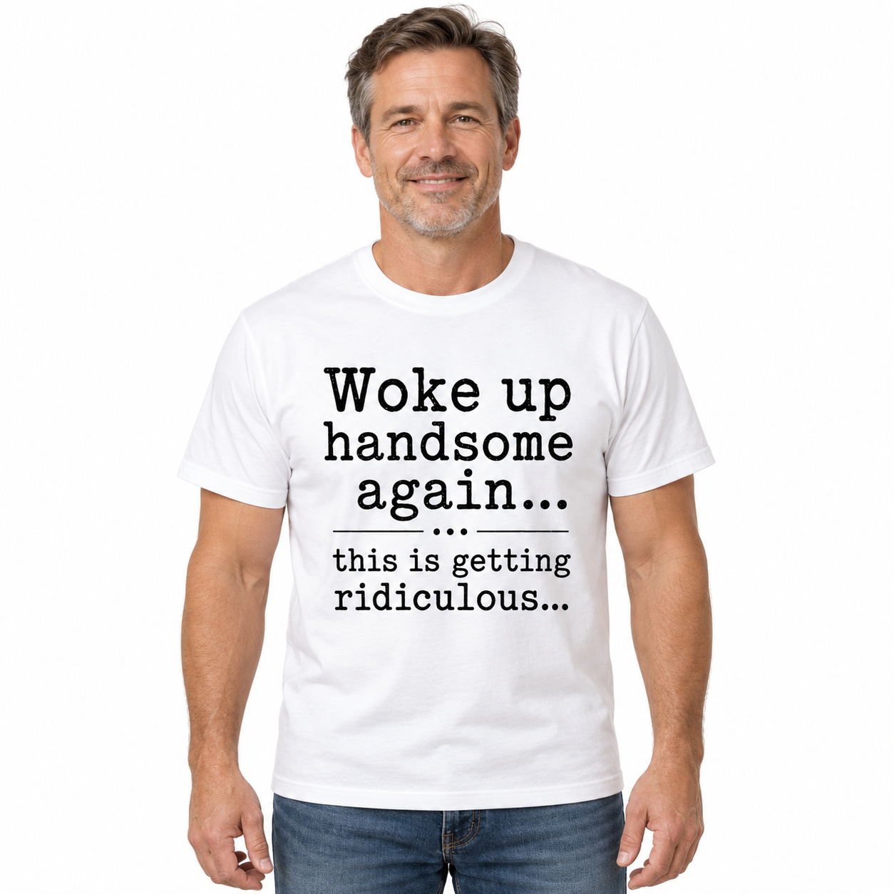 Woke Up Handsome Again This Is Getting Ridiculous Vintage Typewriter Graphic Tee