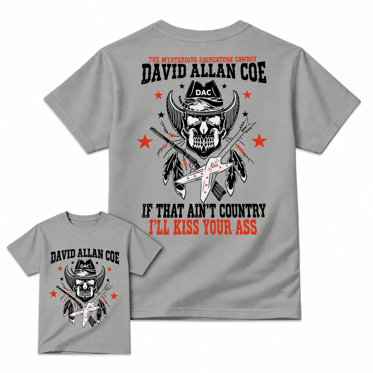 Rhinestone Cowboy Skull Guitar Graphic T-Shirt, Vintage Country Music Western Back Print Tee For Men
