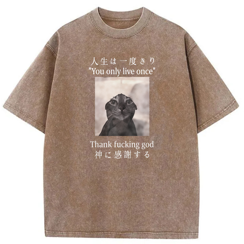 Life Is Once Only Thank God For Cat tshirt 100% cotton