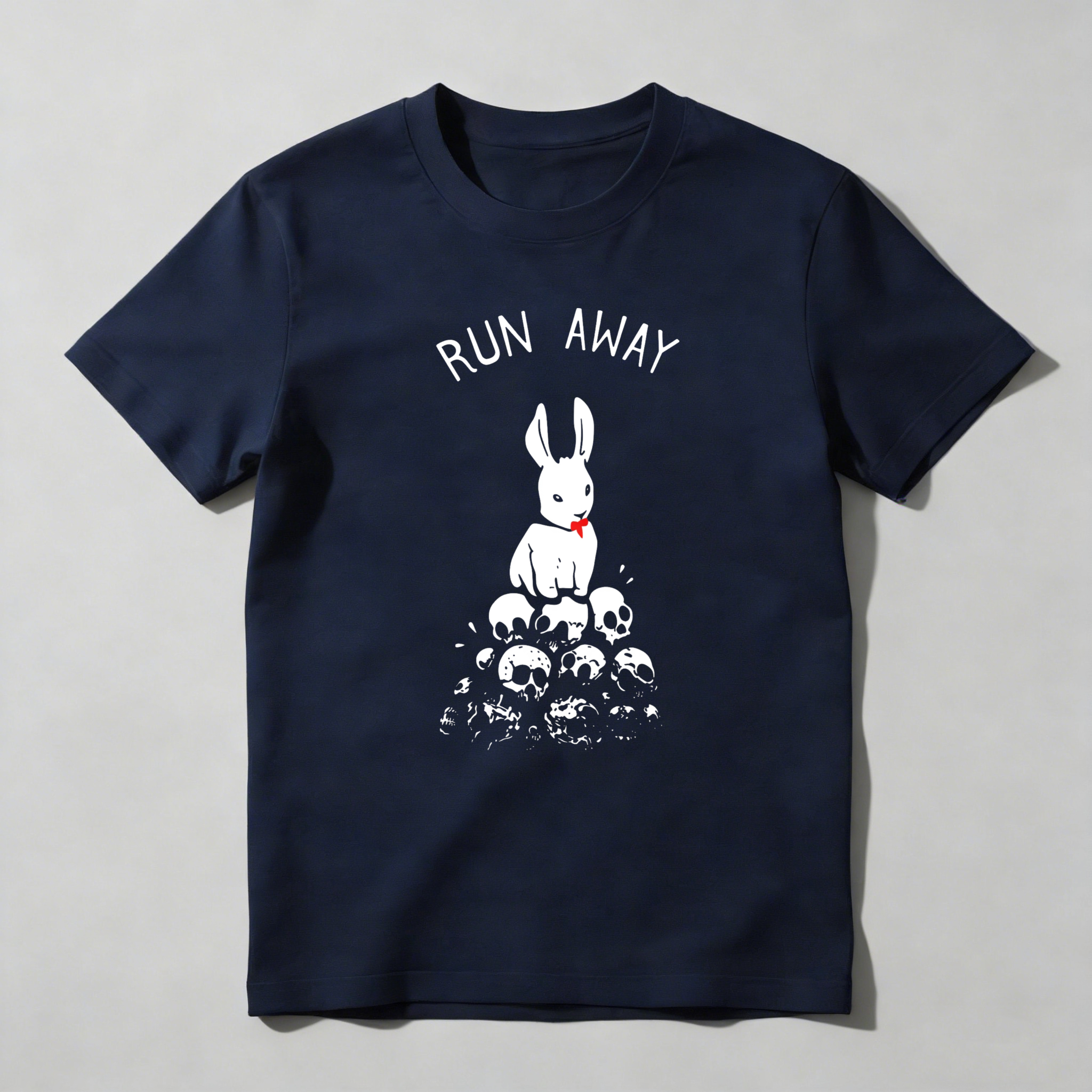 Run Away Rabbit On Skulls tshirt 100% cotton