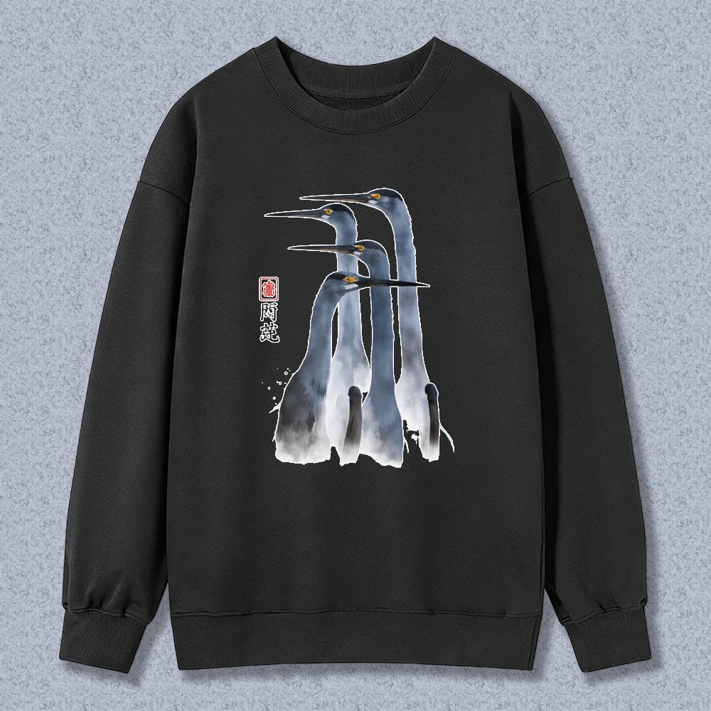 Three Herons Watercolor Art Unisex Crewneck Classic Sweatshirt