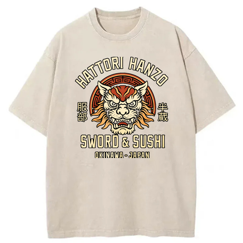 Hattori Hanzo Sword And Sushi Okinawa Japan tshirt 100% cotton