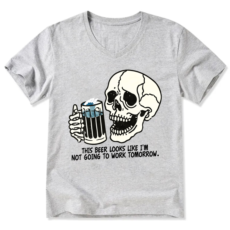 Funny Skull Beer T-Shirt With Humor Quote For Party And Casual Wear