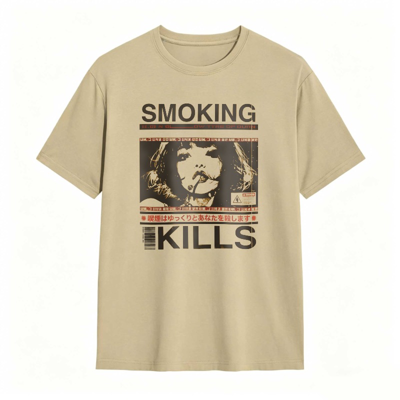 Smoking Kills Warning Graphic Design tshirt 100% cotton