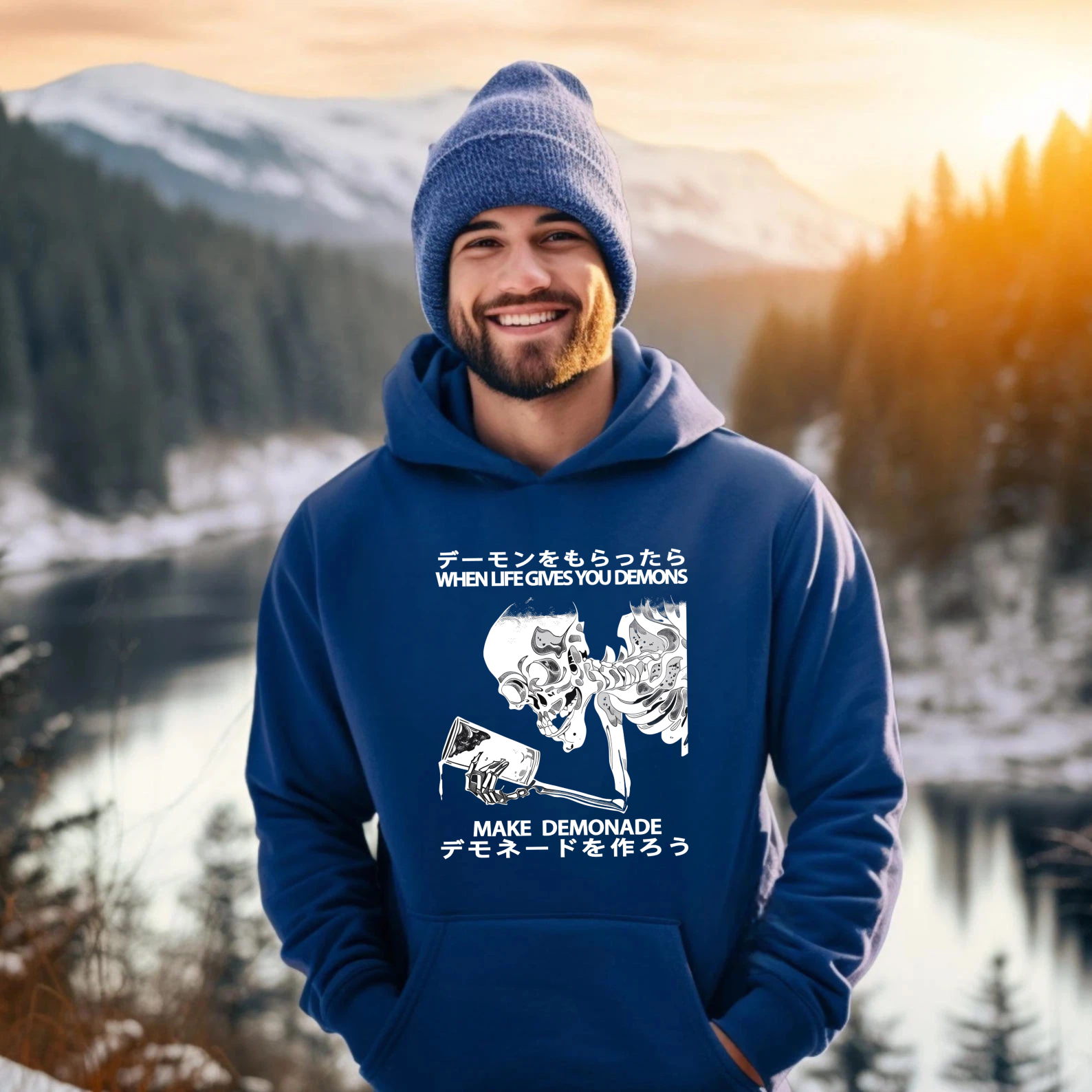 When Life Gives You Demons Make Demonade Hoodie With Skull And Axe Design