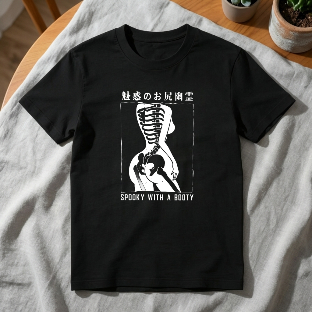 Spooky With A Booty Skeleton Design tshirt 100% cotton