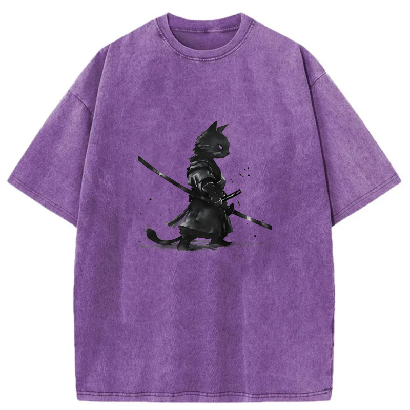 Cat Warrior With Sword Walking tshirt 100% cotton