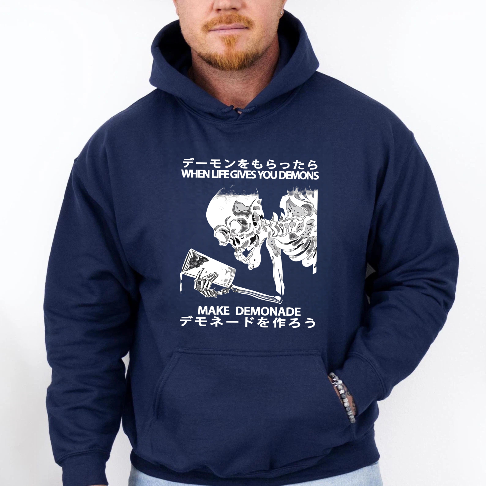 When Life Gives You Demons Make Demonade Hoodie With Skull And Axe Design