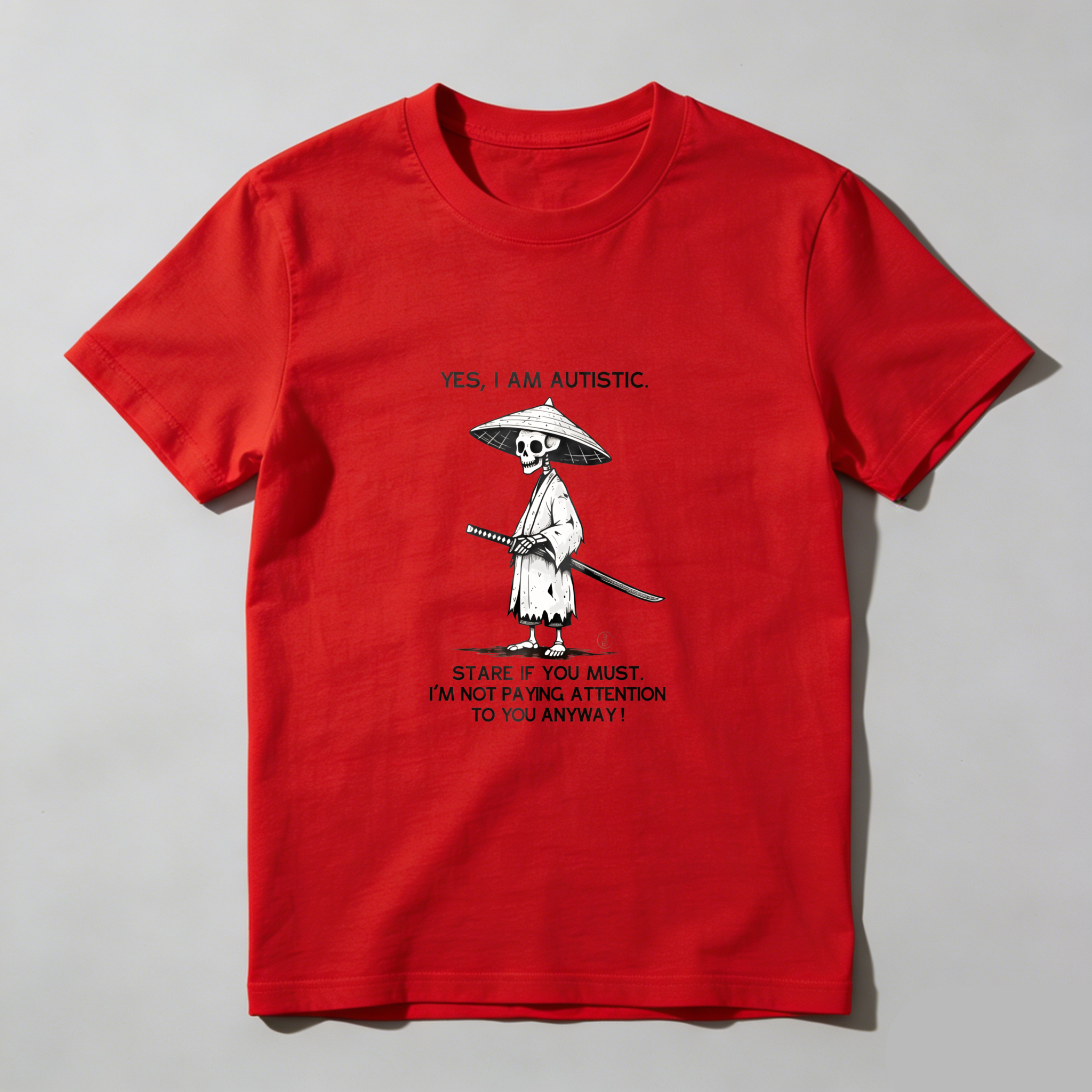 Skeleton Samurai With Umbrella And Sword tshirt 100% cotton