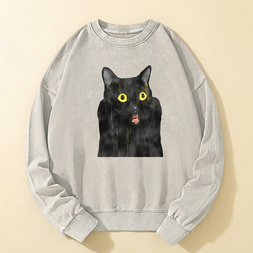 Black Cat Graphic Sweatshirt Unisex Cotton Long Sleeve Pullover Casual Top