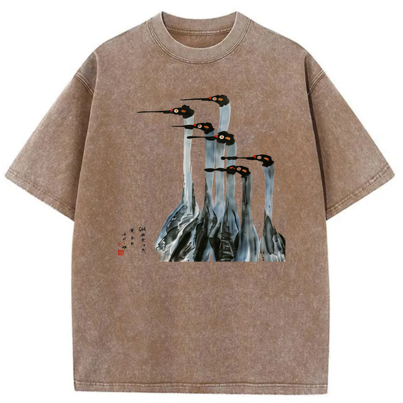 Birds Perched On Rock Formation tshirt 100% cotton