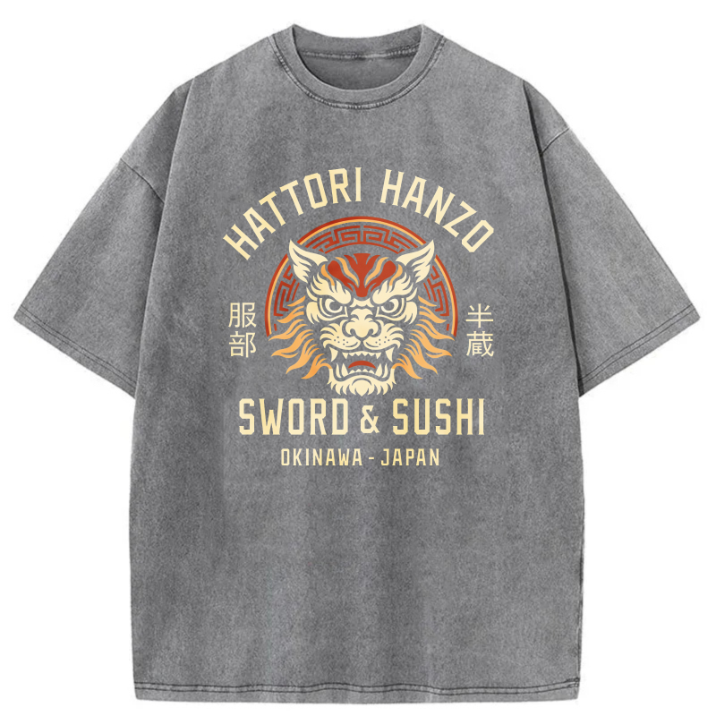 Hattori Hanzo Sword And Sushi Okinawa Japan tshirt 100% cotton