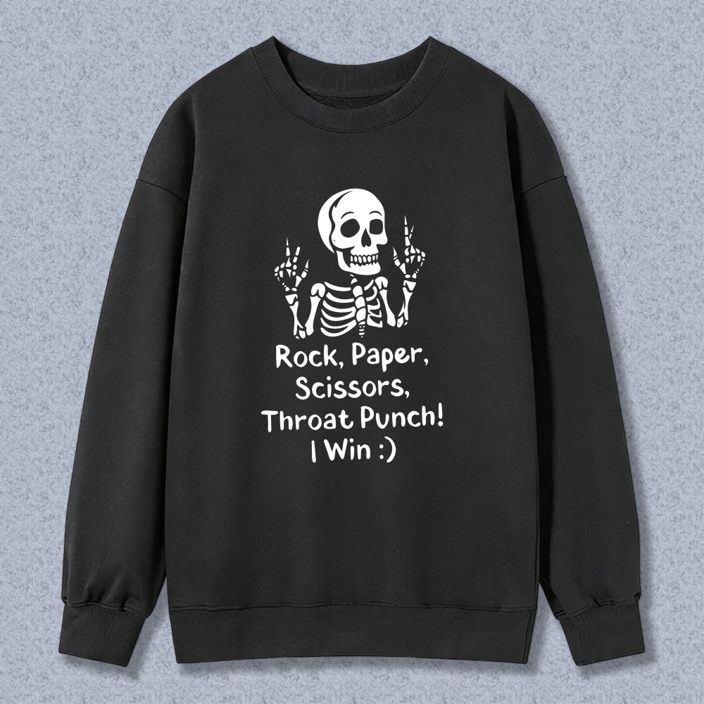 Funny Skeleton Rock Paper Scissors Throat Punch Sweatshirt Halloween Costume Shirt