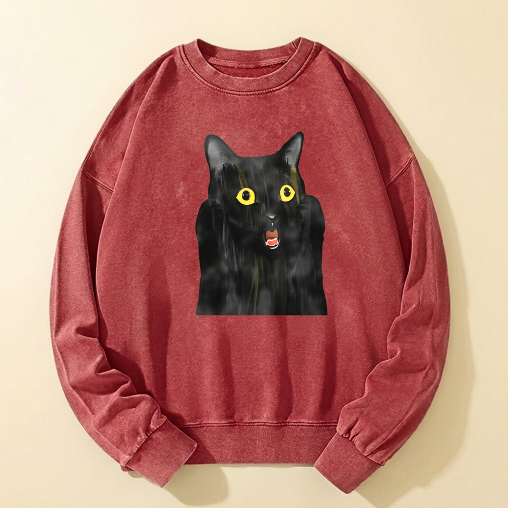 Black Cat Graphic Sweatshirt Unisex Cotton Long Sleeve Pullover Casual Top