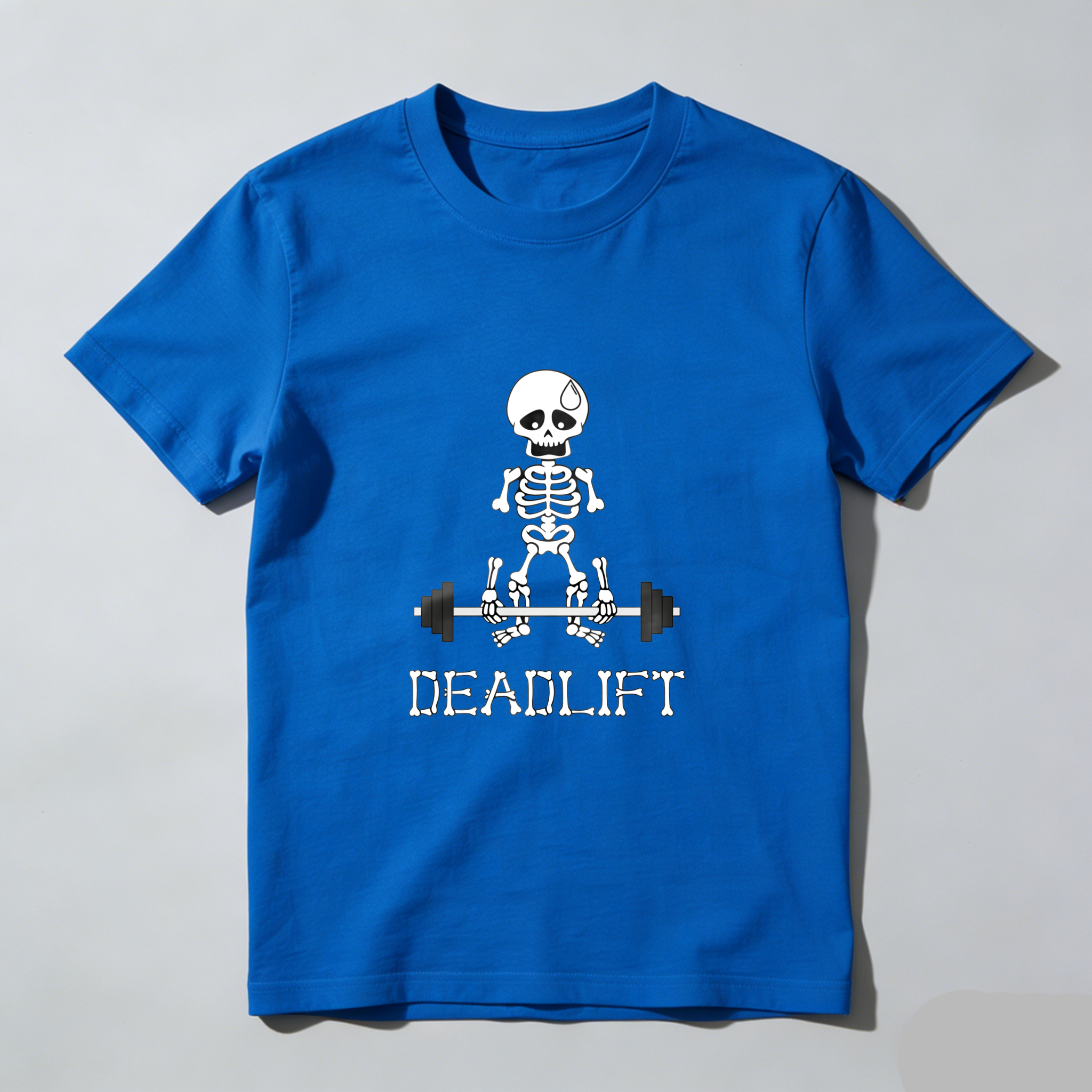 Skeleton Deadlift Barbell Weightlifting Gym Fitness Workout Exercise tshirt 100% cotton