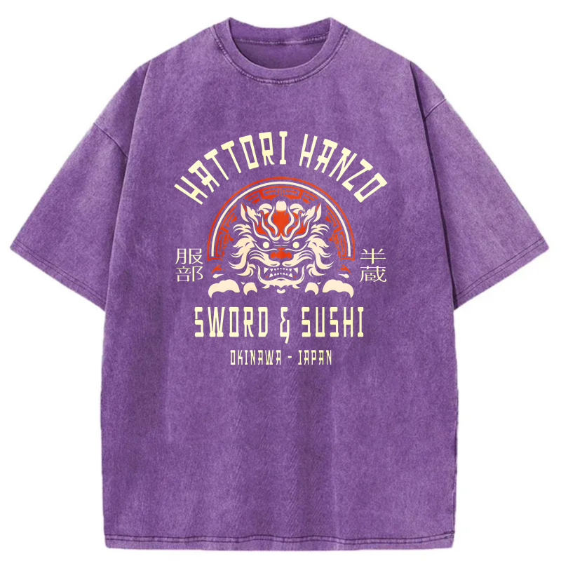 Hattori Hanzo Sword Sushi Okinawa Japan tshirt 100% cotton