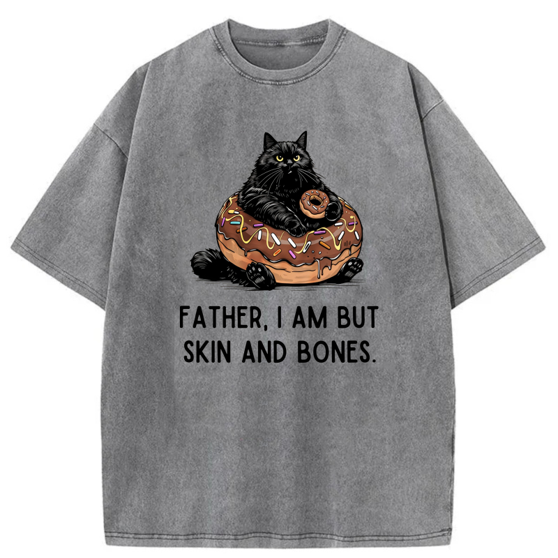 Black Cat On Donut With Text Below tshirt 100% cotton