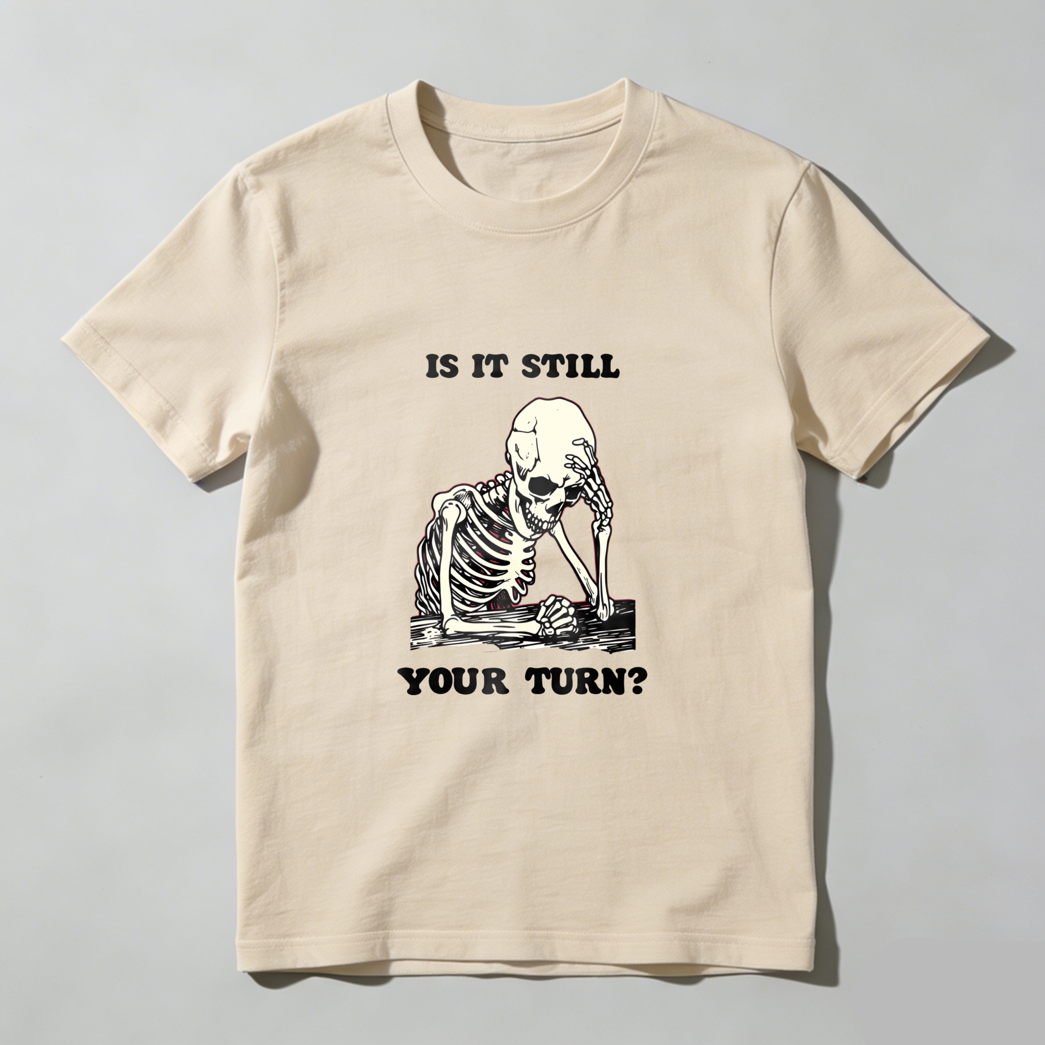 Skeleton Playing Chess With Text tshirt 100% cotton