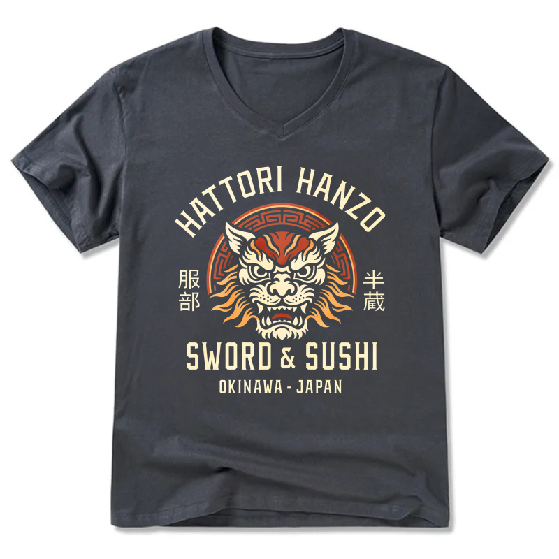 Hattori Hanzo Sword And Sushi Okinawa Japan T Shirt With Tiger Design