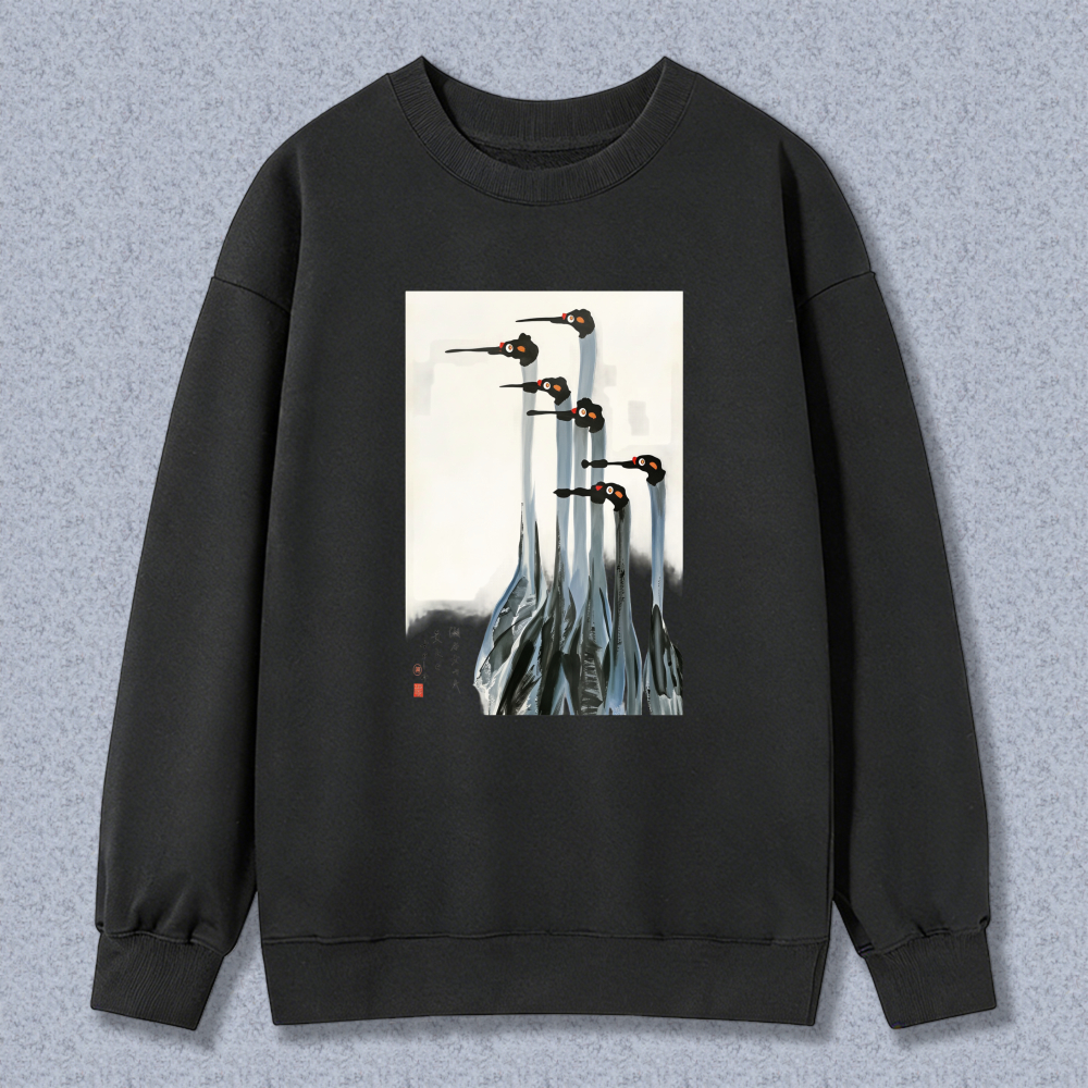 Birds In A Row Reflection Unisex Crewneck Classic Sweatshirt