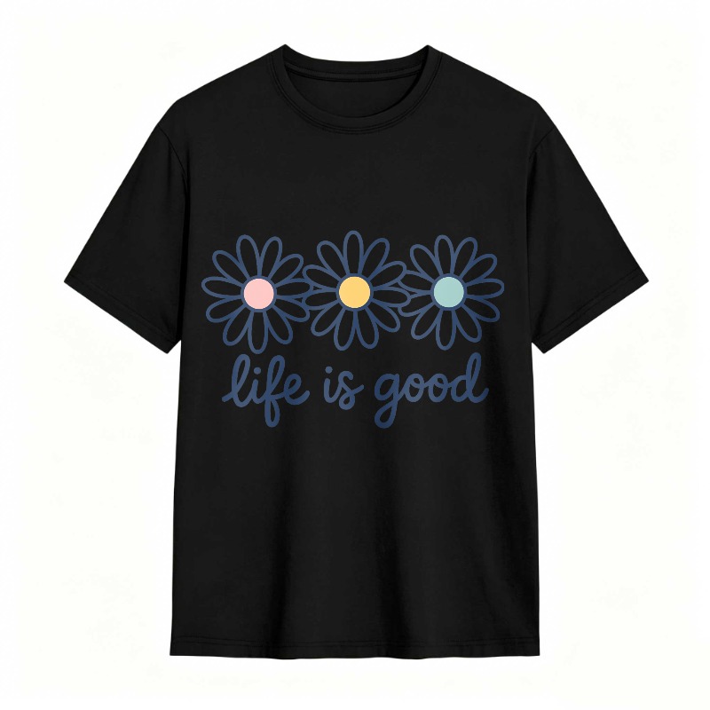 Flowers With Colorful Centers And Text tshirt 100% cotton