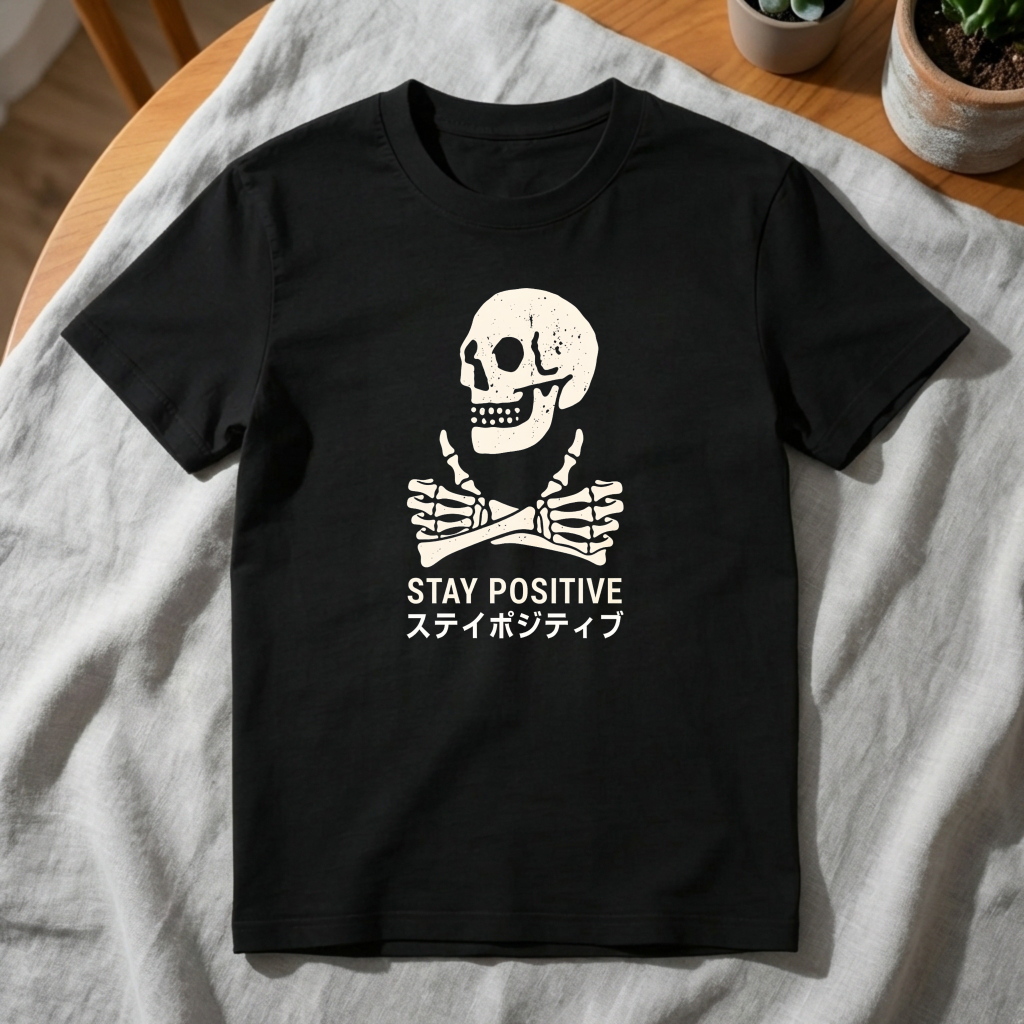 Skull With Crossed Bones And Text tshirt 100% cotton