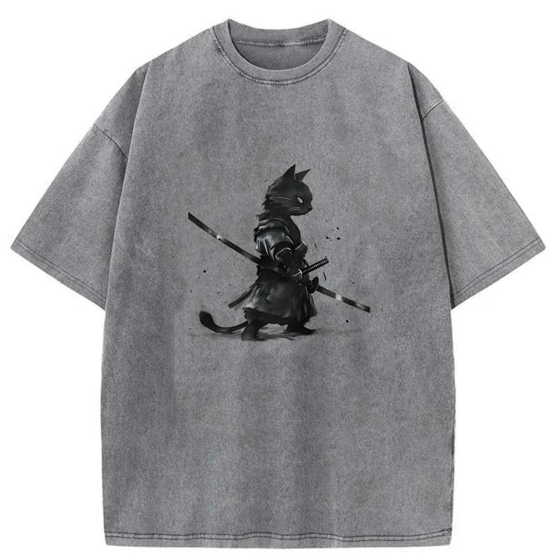 Cat Warrior With Sword Walking tshirt 100% cotton