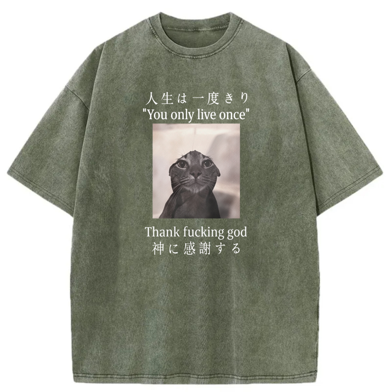 Life Is Once Only Thank God For Cat tshirt 100% cotton
