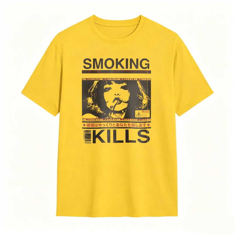 Smoking Kills Warning Graphic Design tshirt 100% cotton