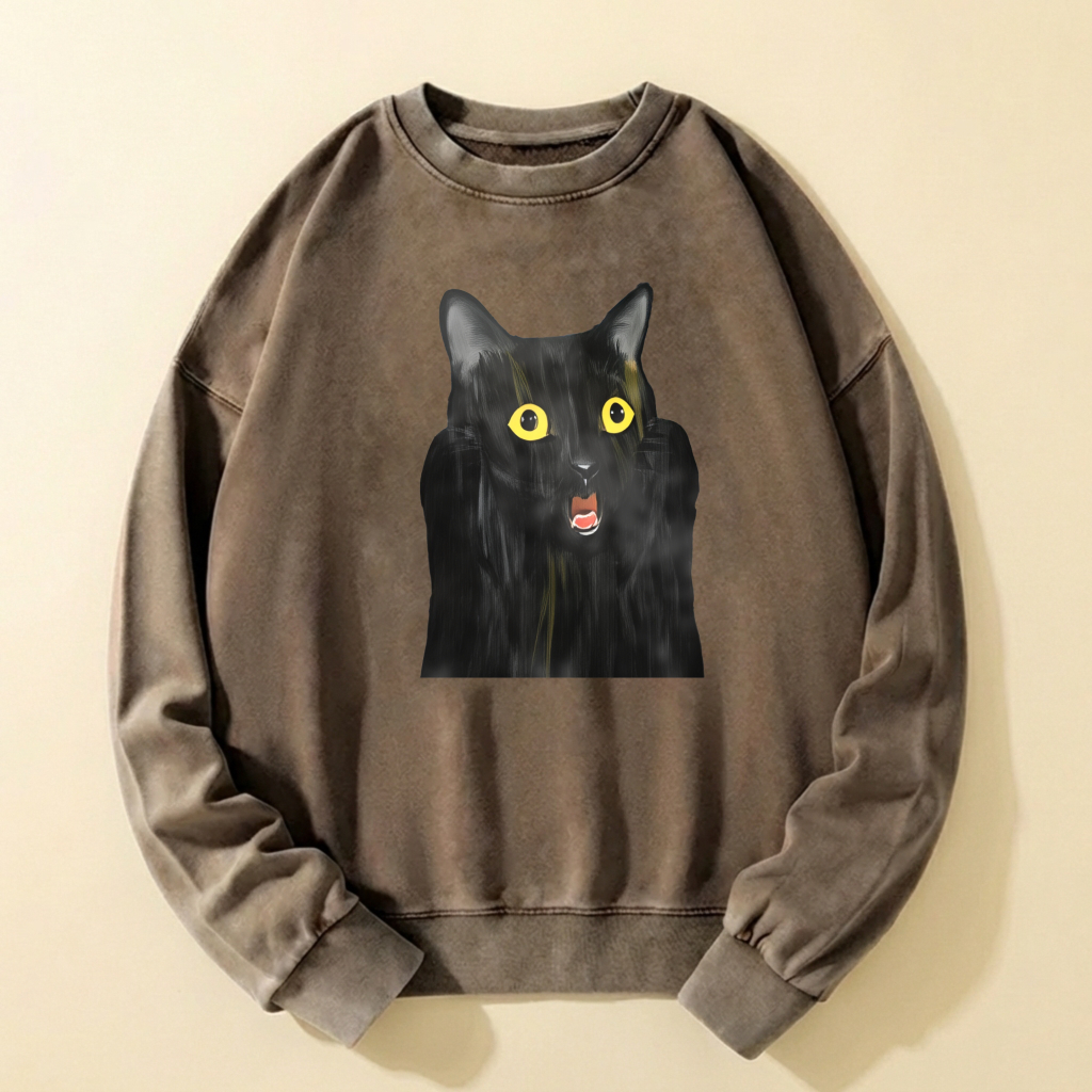 Black Cat Graphic Sweatshirt Unisex Cotton Long Sleeve Pullover Casual Top