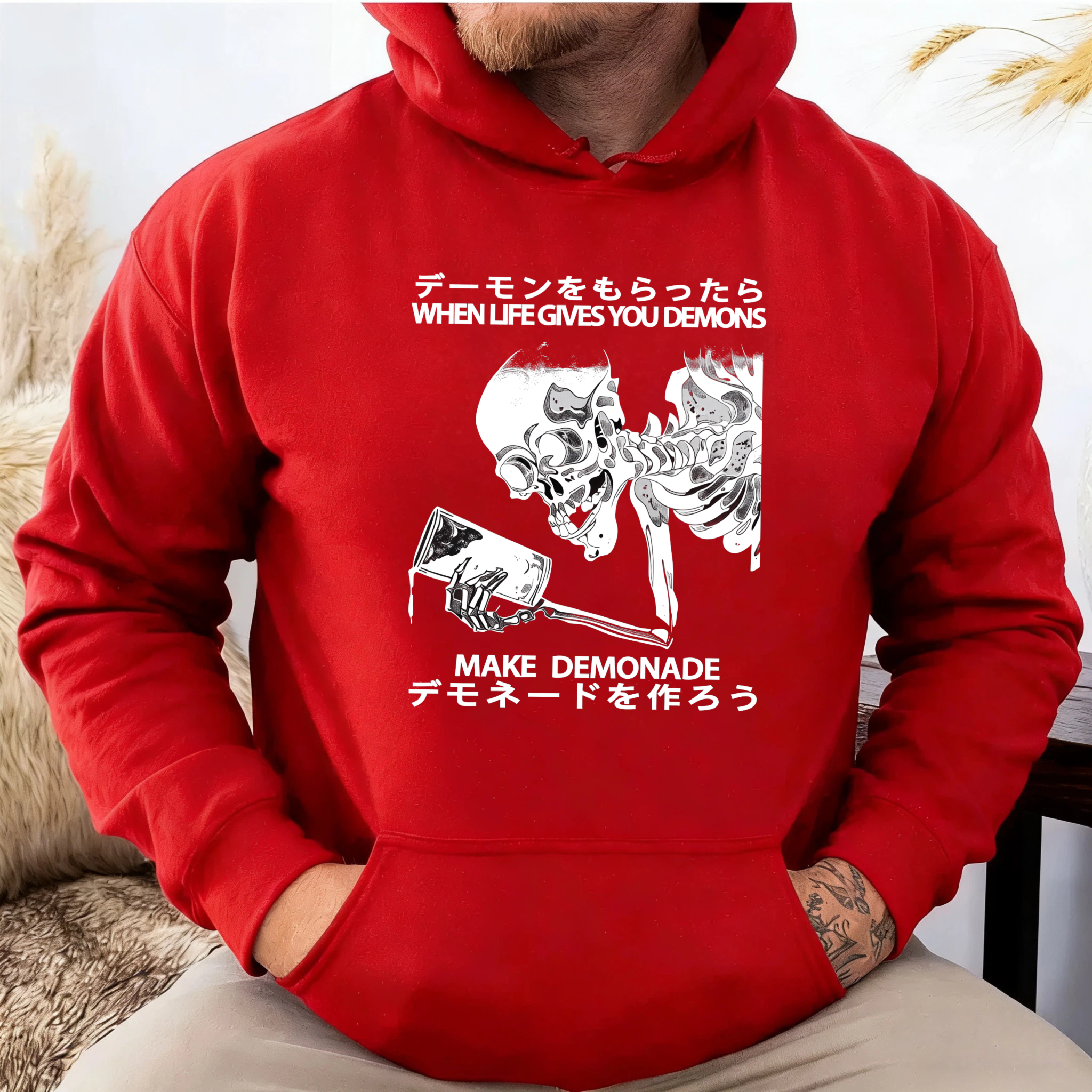 When Life Gives You Demons Make Demonade Hoodie With Skull And Axe Design