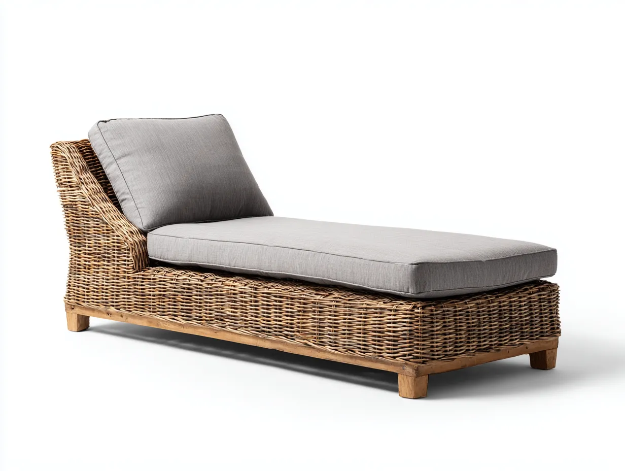 Tumbona de exterior de ratán 195x70x75cm - gris-marrón - estilo natural-Roomgethub