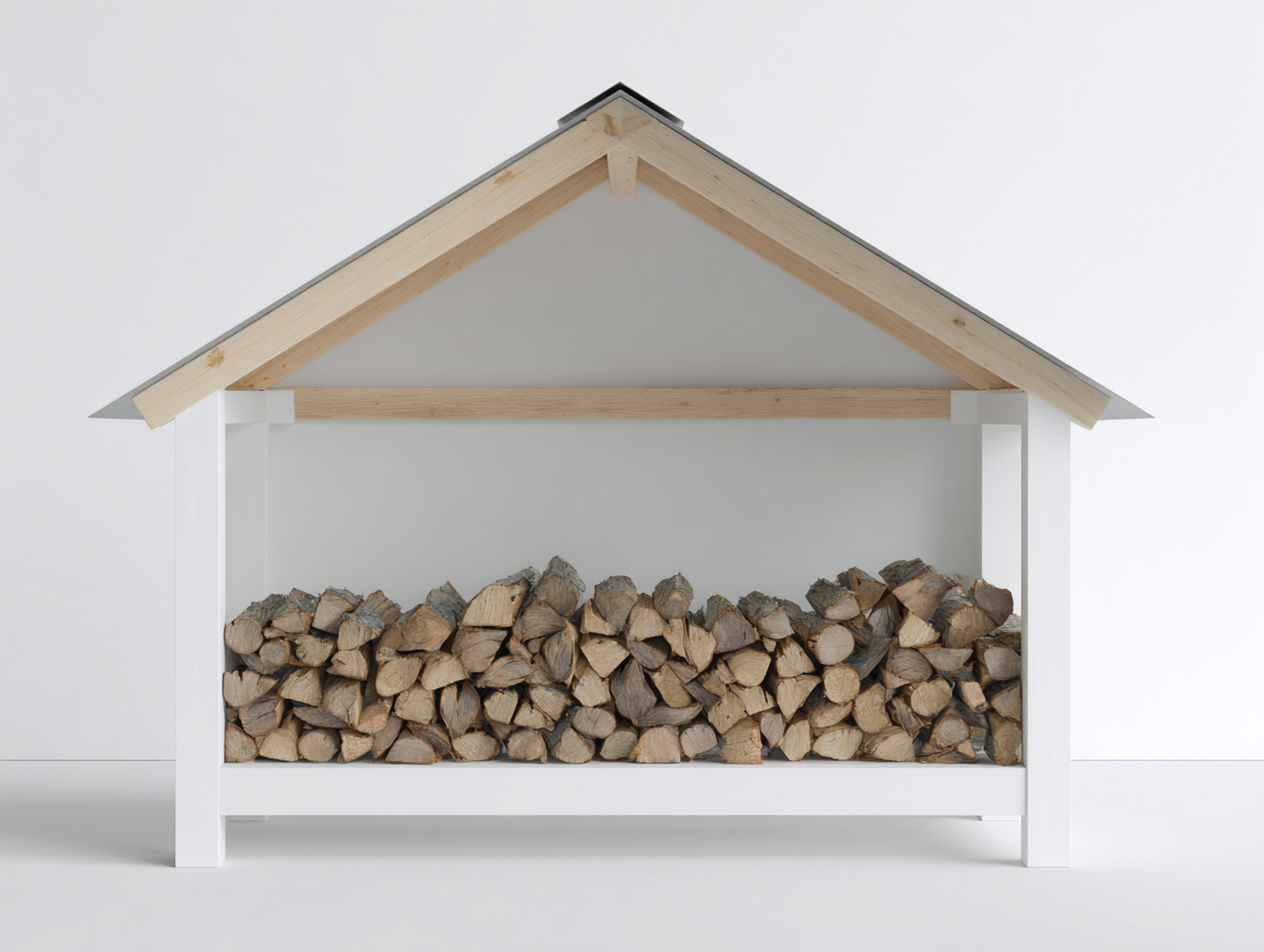 Cobertizo para leña de madera 180x60x160cm - blanco-marrón - estilo funcional-Roomgethub