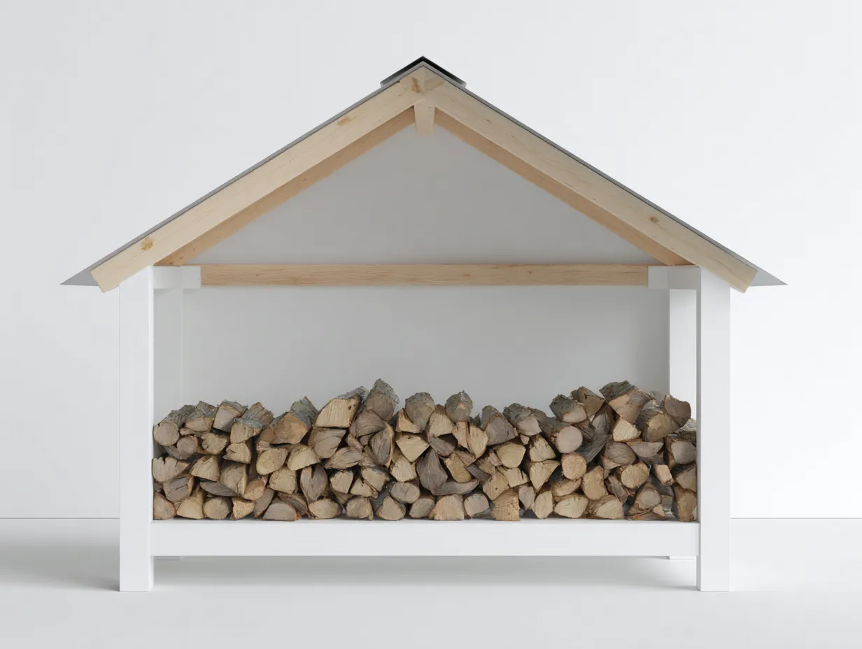 Cobertizo para leña de madera 180x60x160cm - blanco-marrón - estilo funcional-Roomgethub