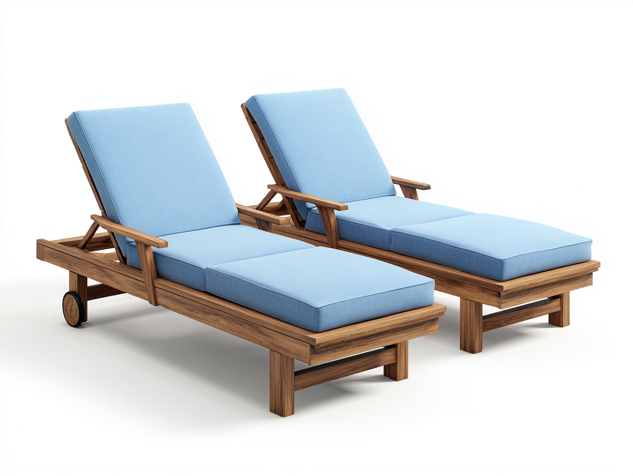 Tumbona de exterior de madera 200x65x85cm - azul-marrón - estilo moderno-Roomgethub