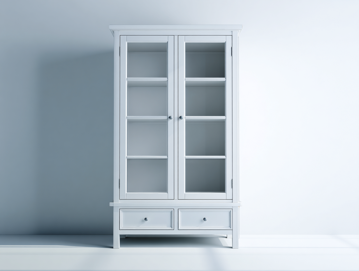 Vitrina de madera con puertas de cristal 90x40x190cm - blanco - estilo clasico-Roomgethub