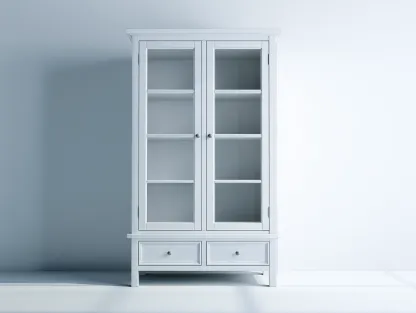Vitrina de madera con puertas de cristal 90x40x190cm - blanco - estilo clasico-Roomgethub