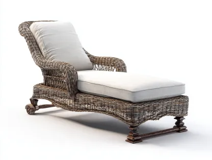 Tumbona de exterior de ratán con ruedas y cojín 185x70x80 cm - Natural-beige - Diseño clásico para jardín y terraza-Roomgethub