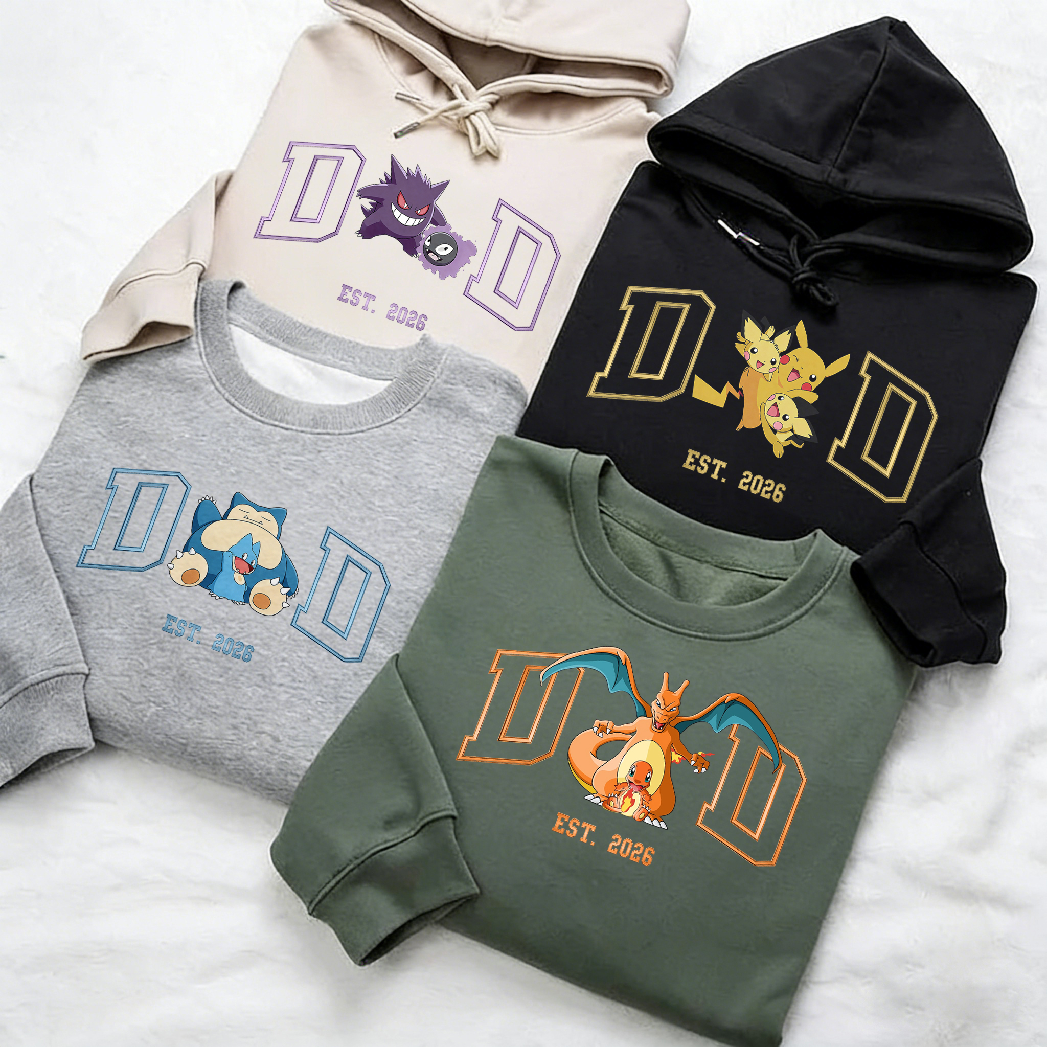Custom Pokémon-themed T-shirts and hoodies based on photos(Dad)