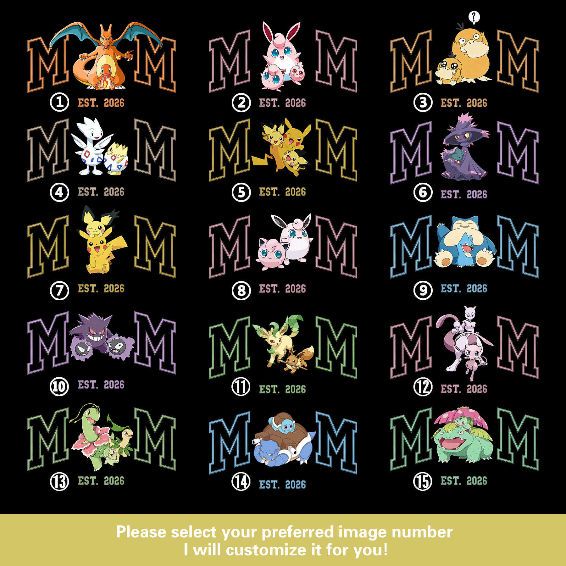 Custom-printed couple portrait sweatshirts based on photos(Pokémon)