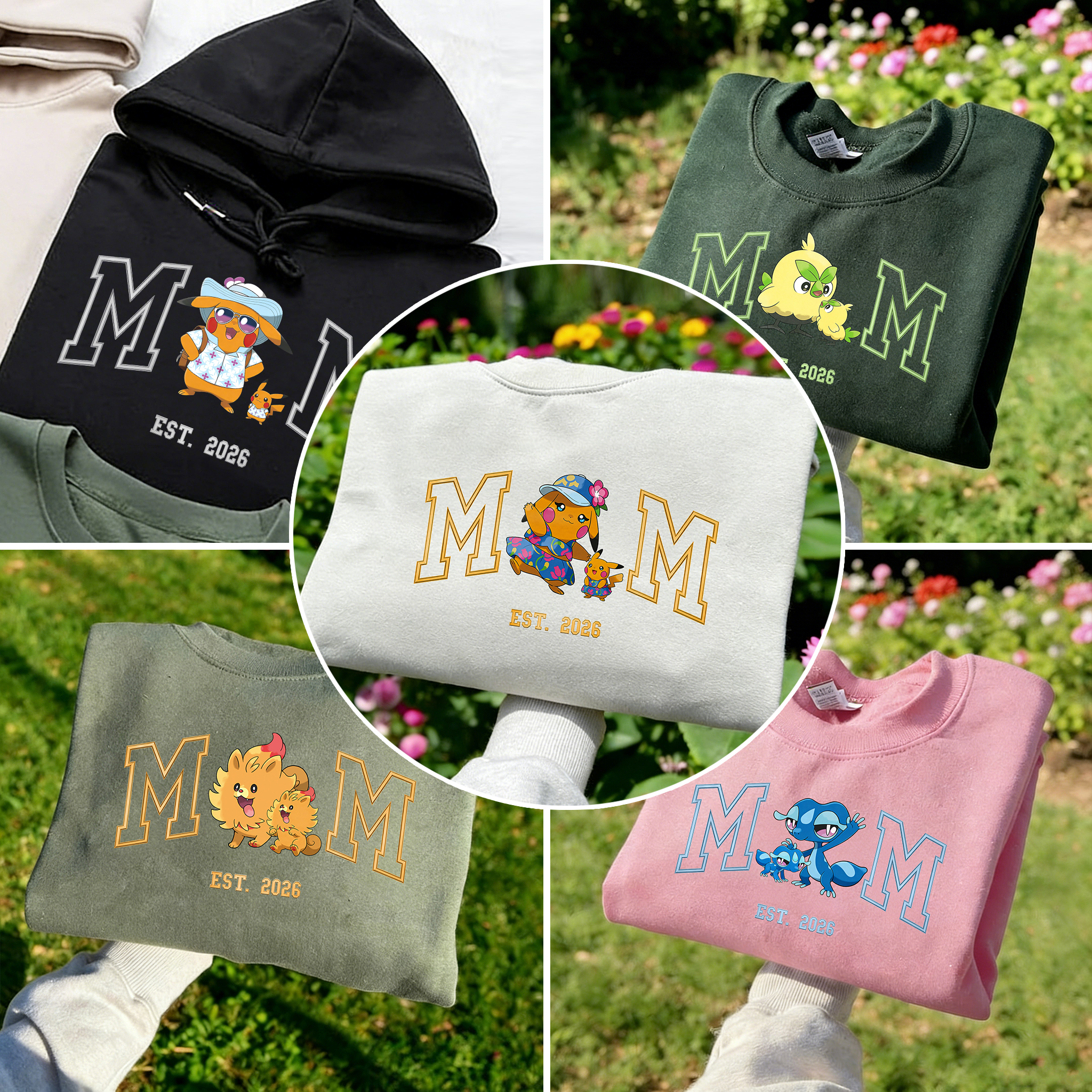 Pokémon-themed parent-child printed T-shirts and sweatshirts(Custom)