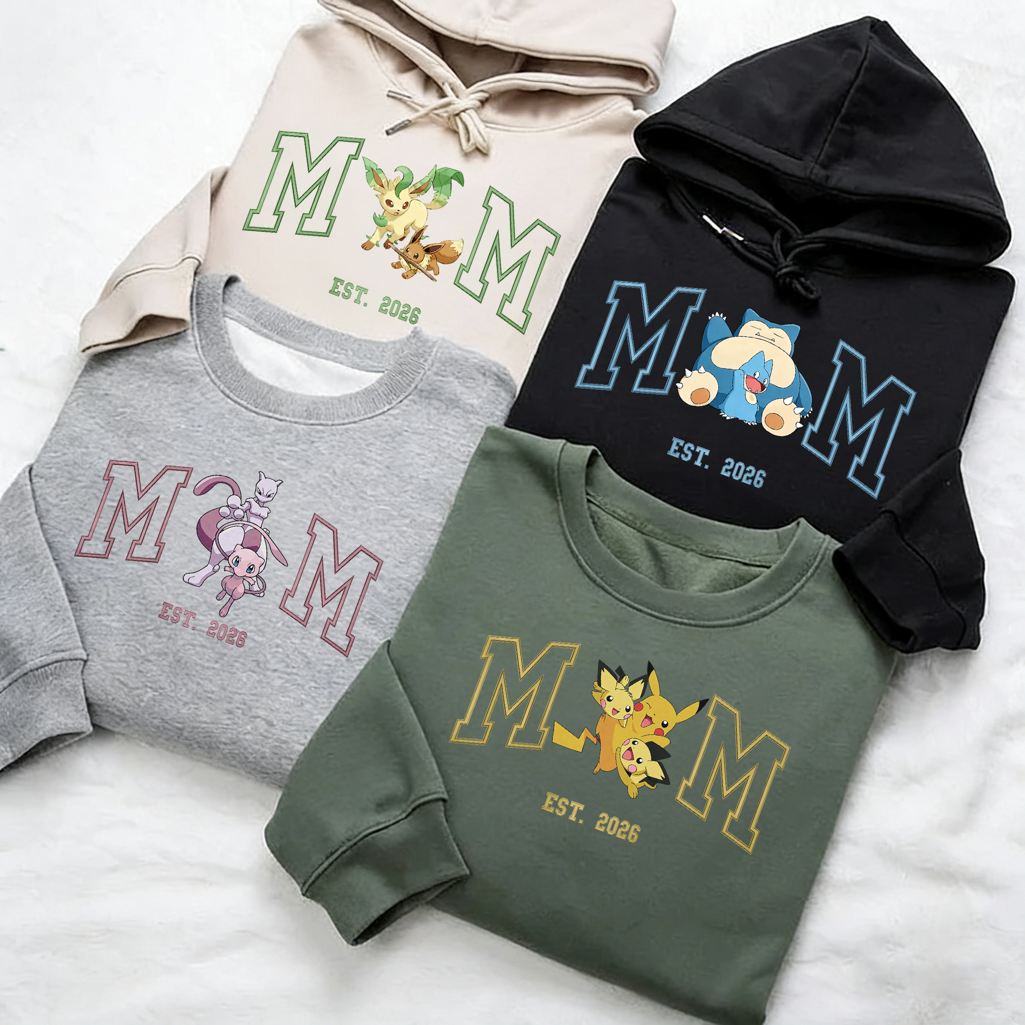 Custom-printed couple portrait sweatshirts based on photos(Pokémon)
