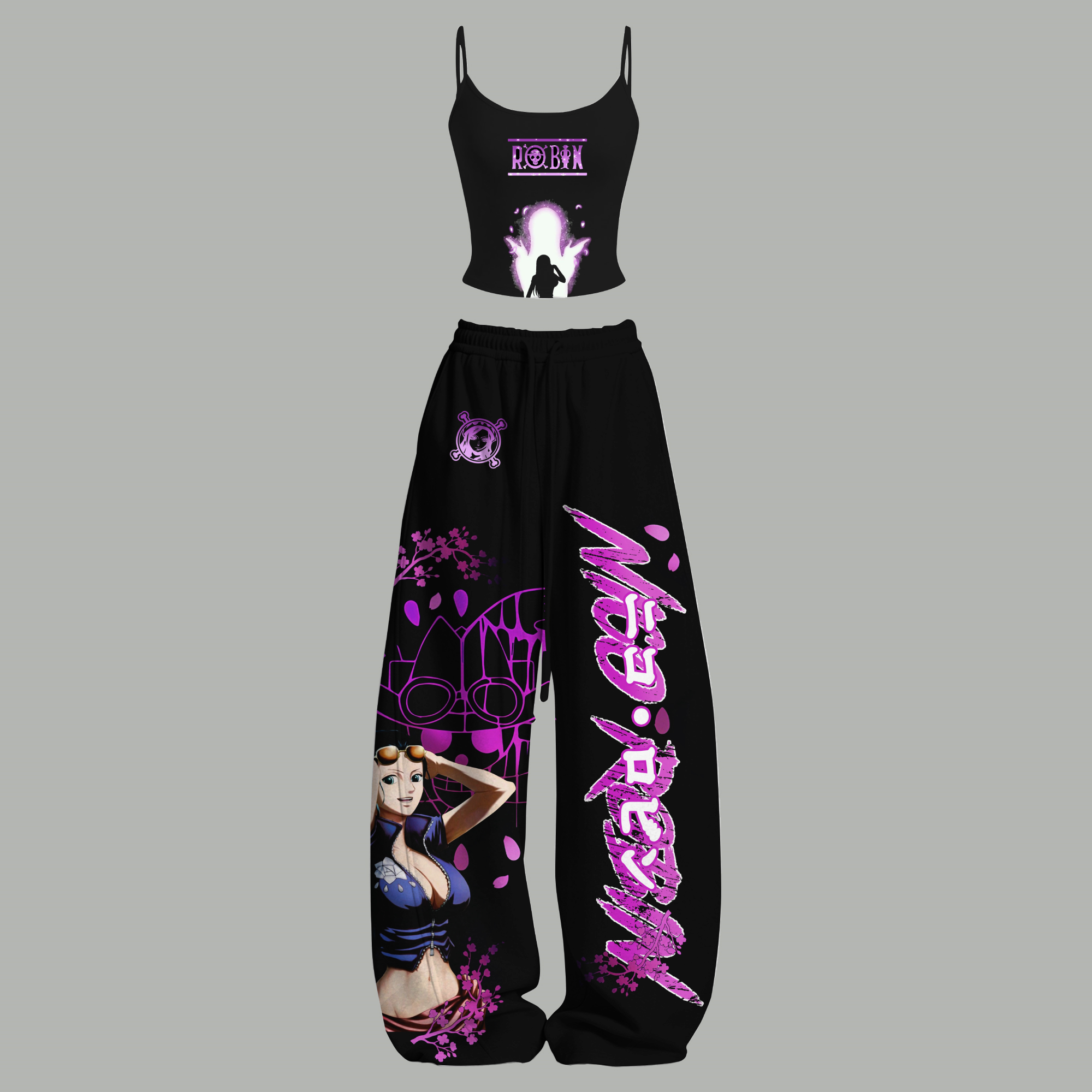Animescollection One Piece Top & Elasticated Trousers Two-Piece Set