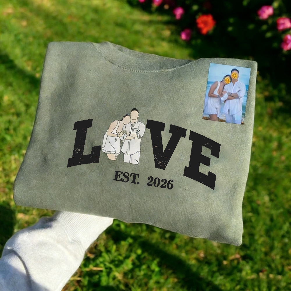 Custom LOVE Embroidered Portrait from Photo Sweatshirt
