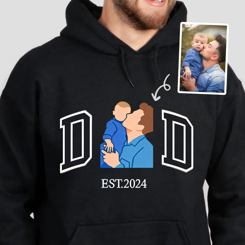 Custom portrait printed sweatshirt/hoodie based on a photo (a gift for Dad)