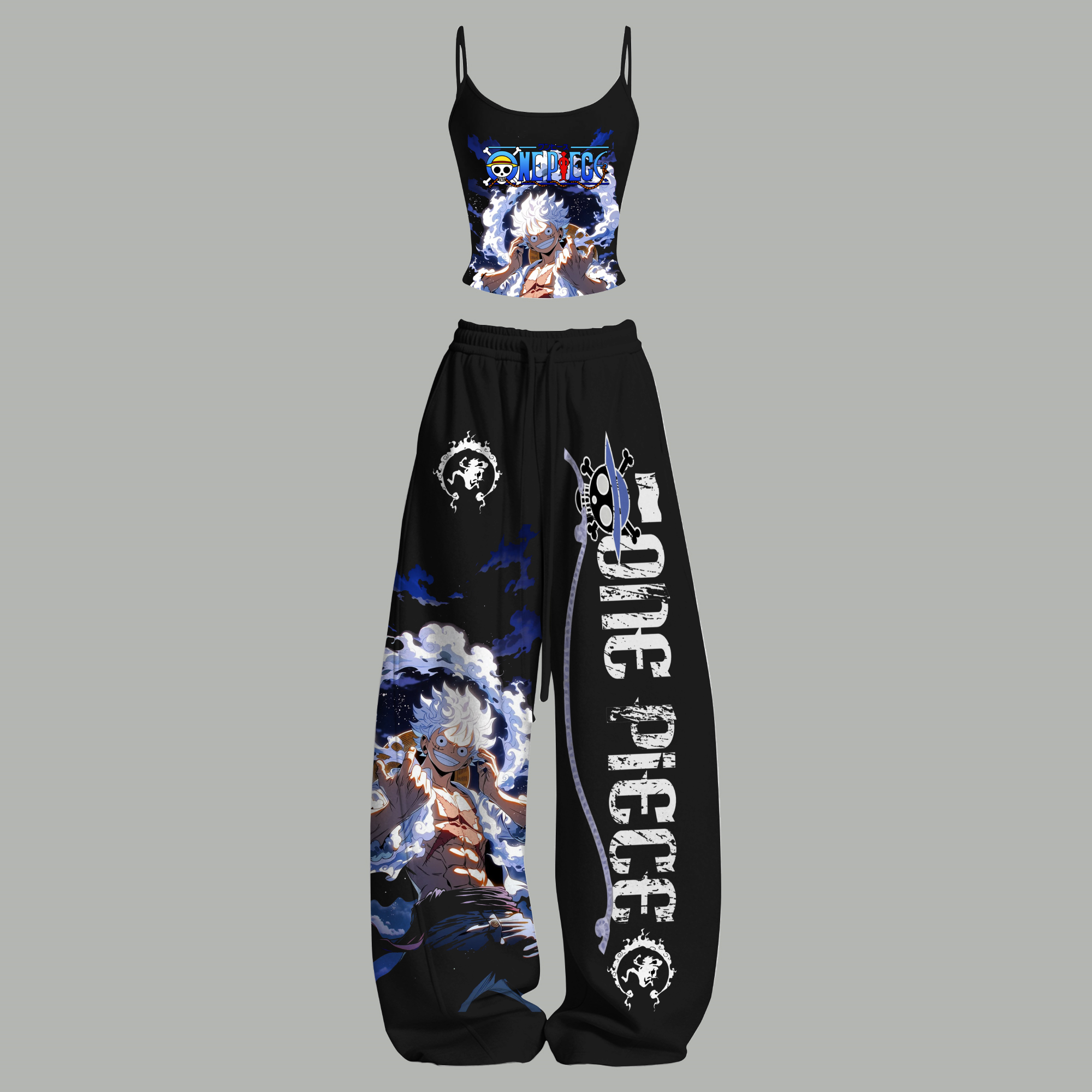 Animescollection One Piece Top & Elasticated Trousers Two-Piece Set