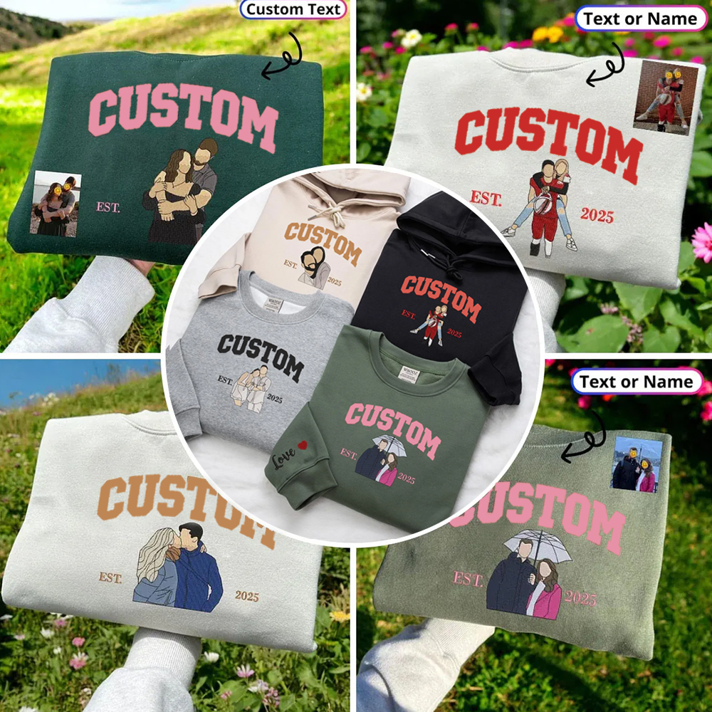 Personalized Embroidered Portrait from Photo Hoodie