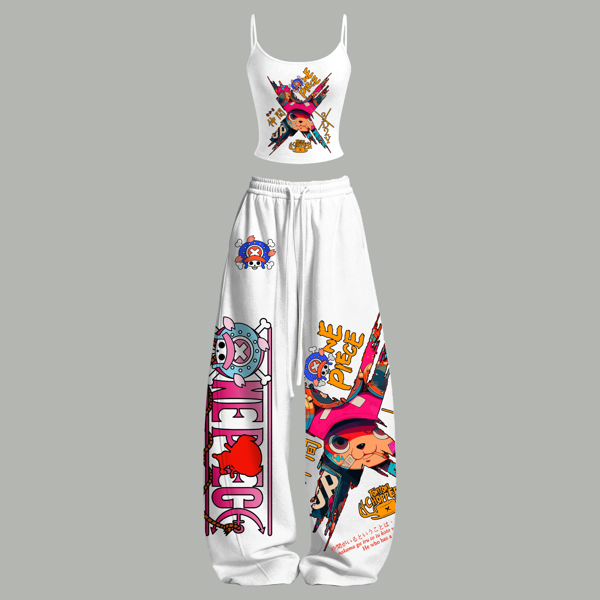 Animescollection One Piece Top & Elasticated Trousers Two-Piece Set