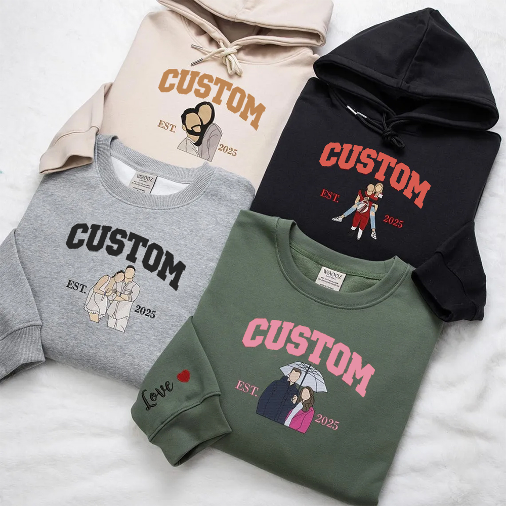 Personalized Embroidered Portrait from Photo Hoodie